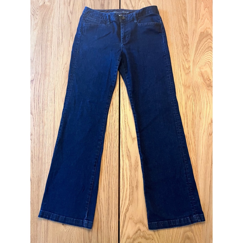 Banana Republic Trouser Jeans Womens 28 Dark Blue Wide Leg Classic Denim